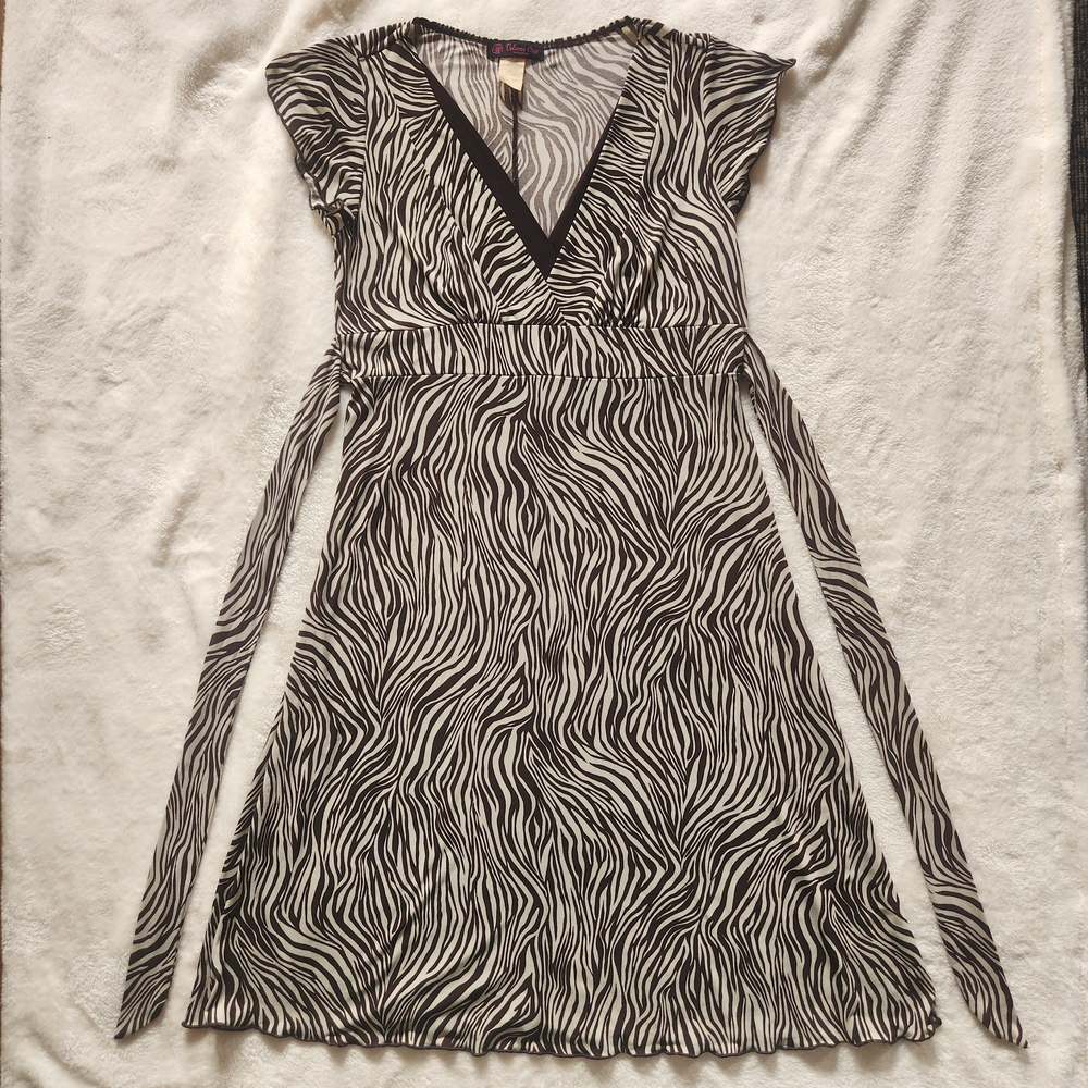 Chic Zebra Pattern V-Neck Mini Dress